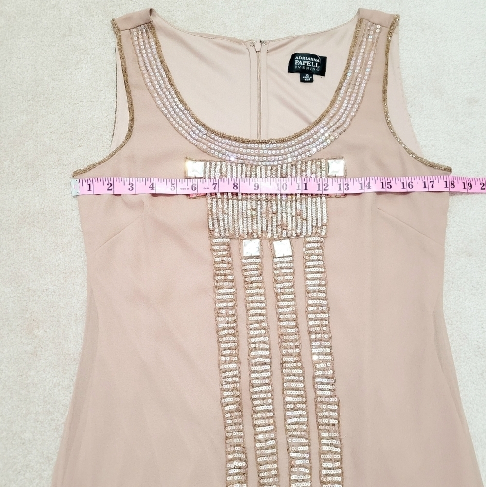 Adrianna Papell Evening Sleeveless Shift Dress Beaded Sequin Embellished Size 10 - Picture 8 of 11